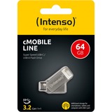 Intenso cMOBILE LINE 64 GB, USB-Stick silber, USB-A 3.2 Gen 1, USB-C 3.2 Gen 1
