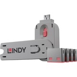 Lindy USB Port Schloss (4 Stück) mit Schlüssel, Diebstahlschutz pink, Code: PINK
