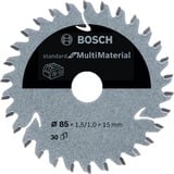 Bosch Kreissägeblatt Standard for Multimaterial, Ø 85mm, 30Z Bohrung 15,875mm, für Akku-Handkreissägen