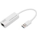 Digitus USB 3.2 Gen 1 Adapter, USB-A Stecker > RJ-45 Buchse, LAN-Adapter weiß, Gigabit LAN