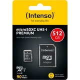 Intenso Premium 512 GB microSDXC, Speicherkarte schwarz, UHS-I U1, Class 10