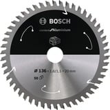 Bosch Kreissägeblatt Standard for Aluminium, Ø 136mm, 50Z Bohrung 20mm, für Akku-Handkreissägen