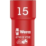 Wera VDE Zyklop-Steckschlüssel-Einsatz, 15mm, 3/8" rot/gelb, isoliert bis 1.000 Volt