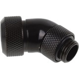 Alphacool Eiszapfen 13mm HardTube Anschraubtülle 45° drehbar, Verbindung schwarz, G1/4 für Acryl-Messingrohre - Deep Black