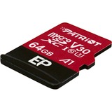 Patriot EP 64 GB microSDXC, Speicherkarte schwarz/rot, UHS-I U3, Class 10, V30, A1