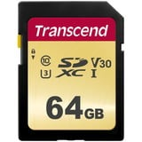 Transcend 500S 64 GB, Speicherkarte schwarz, UHS-I U3, Class 10, V30