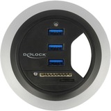 DeLOCK Tisch-Hub 3 Port USB 3.0, Kartenleser + 2 Slot SD Card Reader
