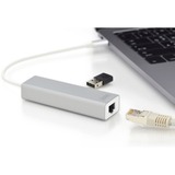 Digitus USB 3.2 Gen 1 Multiport-Hub, USB-C Stecker > 3x USB-A Buchse + RJ-45 Buchse, USB-Hub weiß/silber, 20cm, Gigabit LAN