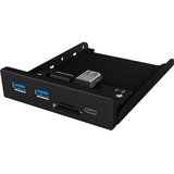 ICY BOX IB-HUB1417-i3, Frontpanel schwarz, 1x USB Type-C, 2x USB Type-A, Kartenleser