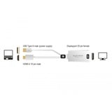 DeLOCK Adapter, USB-A + HDMI Stecker > DisplayPort Buchse weiß, 25cm