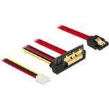 DeLOCK Adapterkabel SATA 7Pin + Floppy 4Pin > SATA 22Pin schwarz/rot, 30cm, 22Pin-Stecker abgewinkelt