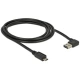 DeLOCK EASY-USB 2.0 Kabel, USB-A Stecker > Micro-USB Stecker 90° schwarz, 2 Meter, rechts / links abgewinkelt, beidseitig verwendbar