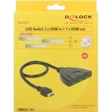 DeLOCK HDMI Switch 3x HDMI in > 1x HDMI out 4K schwarz, 50 cm