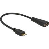 DeLOCK Kabel HDMI mini C Stecker > HDMI-A Buchse, Adapter schwarz, 23cm