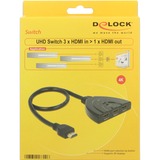 DeLOCK Switch 3x HDMI in > 1x HDMI out 4K, HDMI Switch schwarz, 50 cm