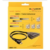 DeLOCK Switch HDMI-A Stecker > 3x HDMI-A Buchse, HDMI Switch schwarz, 60 cm