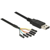 DeLOCK USB 2.0 Konverter, USB-A Stecker > Seriell TTL 6 Pin Header Buchse einzeln schwarz, 1,8 Meter