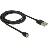 DeLOCK USB 2.0 Magnetisches Daten- und Ladekabel, USB-A Stecker > Magnetanschluss schwarz, 1,1 Meter, gesleevt