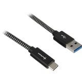 Sharkoon USB 3.2 Gen 2 Kabel, USB-A Stecker > USB-C Stecker schwarz/grau, 1 Meter, gesleevt