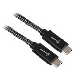 Sharkoon USB 3.2 Gen 2 Kabel, USB-C Stecker > USB-C Stecker schwarz/grau, 1 Meter, gesleevt