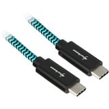 Sharkoon USB 3.2 Gen 2 Kabel, USB-C Stecker > USB-C Stecker schwarz/hellblau, 0,5 Meter, gesleevt