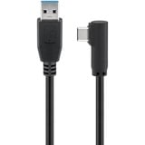 goobay USB 3.2 Gen 1 Kabel, USB-A Stecker > USB-C Stecker 90° schwarz, 1 Meter, rechts / links abgewinkelt