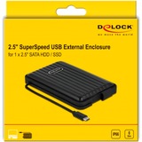 DeLOCK Externes Gehäuse für 2.5″ SATA HDD / SSD mit USB Type-C - IP66, Laufwerksgehäuse schwarz