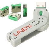 Lindy USB Port Schloss (4 Stück) mit Schlüssel, Diebstahlschutz grün, Code: grün