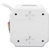 goobay Steckdosenwürfel 4-fach, 2x USB, mit Schalter, Steckdosenleiste weiß, 1,5 Meter, Überspannungsschutz