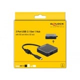 DeLOCK 3 Port USB 3.1 Gen 1 Hub mit USB Type-C und SD + MicroSD Slot, USB-Hub schwarz