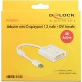 DeLOCK mini Displayport 1.2 Stecker > DVI Buchse 4K Aktiv, Adapter weiß, 20 cm