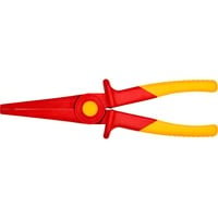 KNIPEX Flachrundzange aus Kunststoff 98 62 02, Greifzange rot/gelb, gezahnte Greifflächen, isoliert, VDE-geprüft