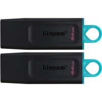 Kingston DataTraveler Exodia 64 GB 2er Pack, USB-Stick schwarz/türkis, USB-A 3.2 Gen 1, 2 Sütck