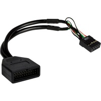Inter-Tech USB 2.0 Adapter, 19Pin Stecker > 9Pin Buchse schwarz, 15cm