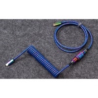 Keychron USB 3.2 Gen 1 Premium Coiled Aviator Kabel, USB-C Stecker > USB-C Stecker blau, 1,08 Meter, abgewinkelter Stecker
