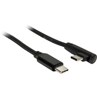 Inter-Tech USB Kabel, USB-C Stecker > USB-C Stecker 90° schwarz, 1 Meter, PD, Laden mit bis zu 60 Watt, gesleevt