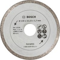Bosch Diamanttrennscheibe für Fliesen, Ø 110mm Bohrung 22,23mm