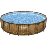 Bestway Power Steel Swim Vista Frame Pool-Set, Ø 549cm x 122cm, Schwimmbad braun/hellblau, mit Sichtfenstern + Filterpumpe