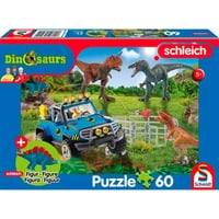 Schmidt Spiele Schleich: Dinosaurs – Urzeit-Giganten, Puzzle 60 Teile, inkl. Schleich Baby Stegosaurus Schleich Figur