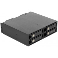 DeLOCK 5.25″ Wechselrahmen für 4 x 2.5″ U.2 NVMe SSD, Einbaurahmen schwarz, mit abschließbaren Trays