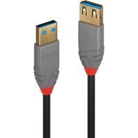 Lindy USB 3.2 Gen 1 Verlängerungskabel Anthra Line, USB-A Stecker > USB-A Buchse schwarz/grau, 3 Meter