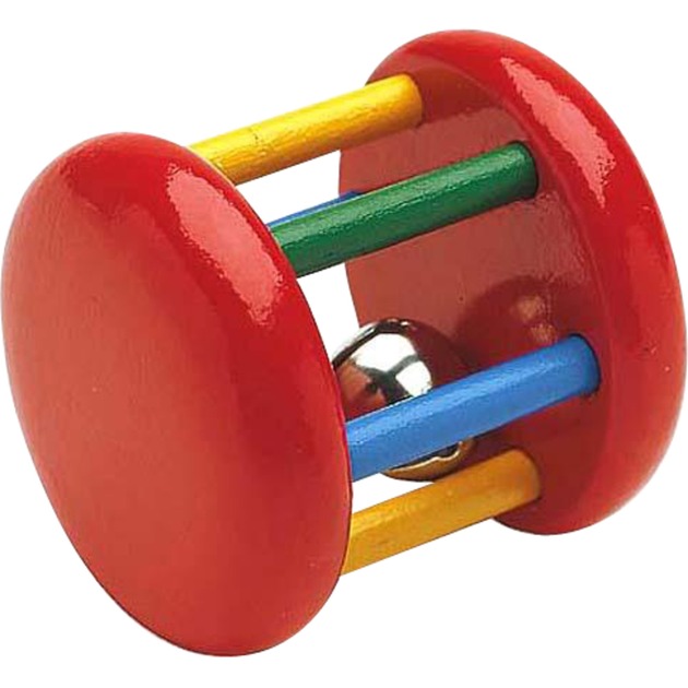 Bell Rattle zabawka rozwijająca sprawność ruchową Niebieski, Zielony, Czerwony, Srebrny, Żółty Drewno, Grzechotka