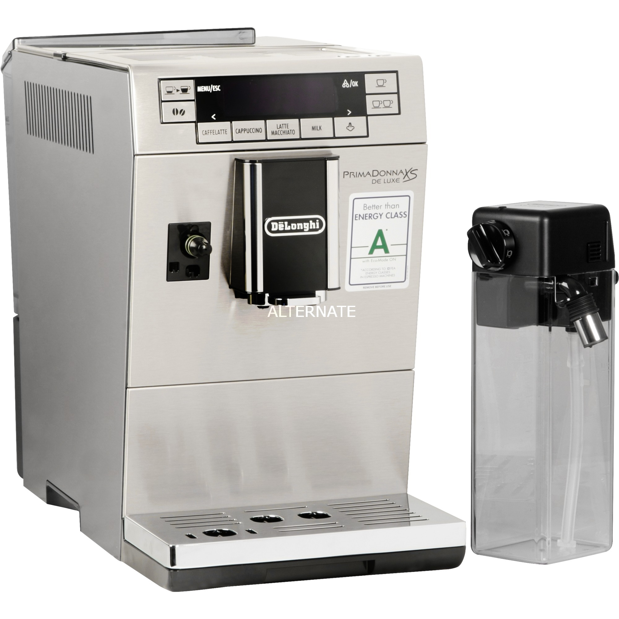 PrimaDonna XS ETAM 36.365.M Wolnostojący Ekspres do espresso Srebrny 1,3 L 2 kubki Pełna automatyka, Pełny automat