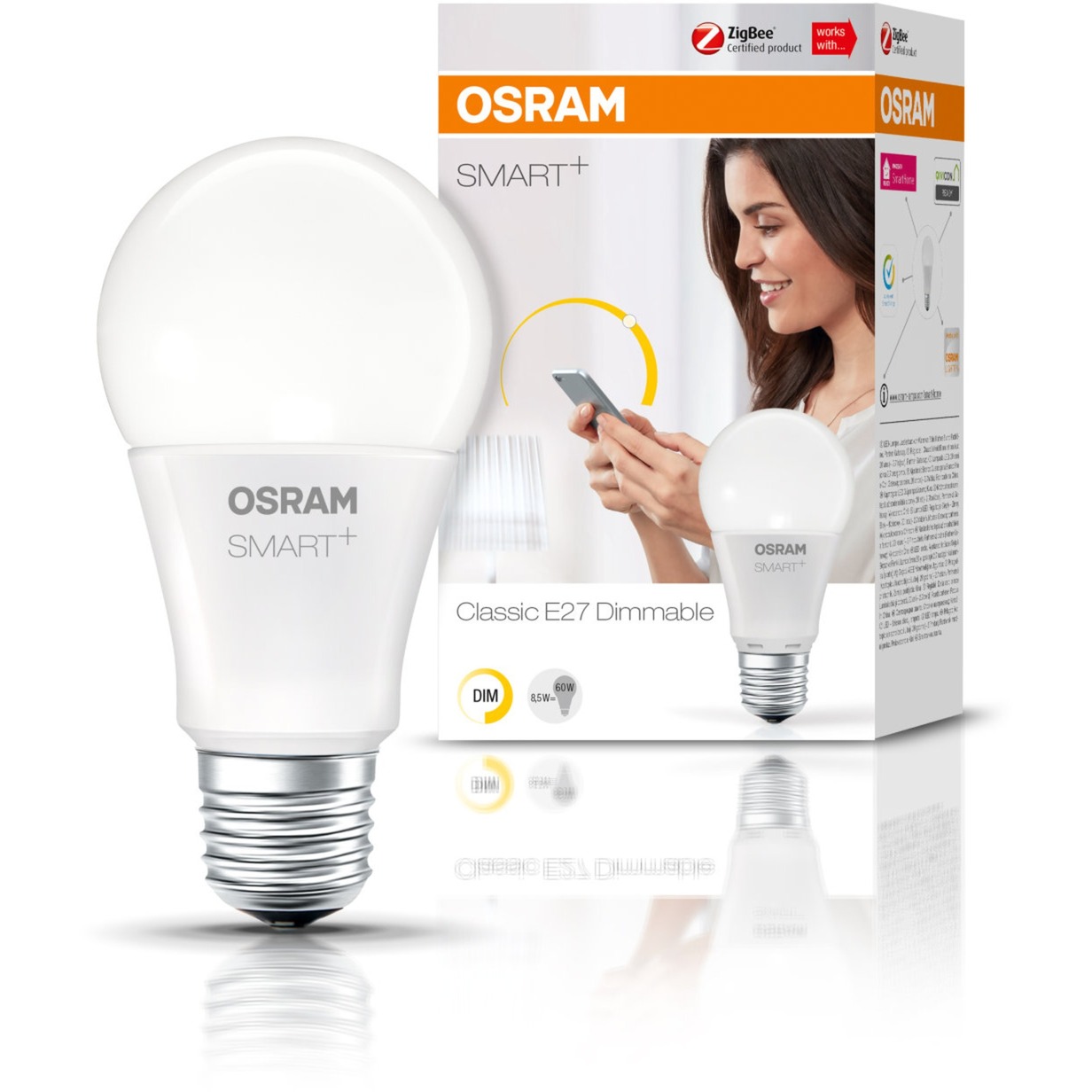 Smart lampa LED Biały 8,5 W E27 A+