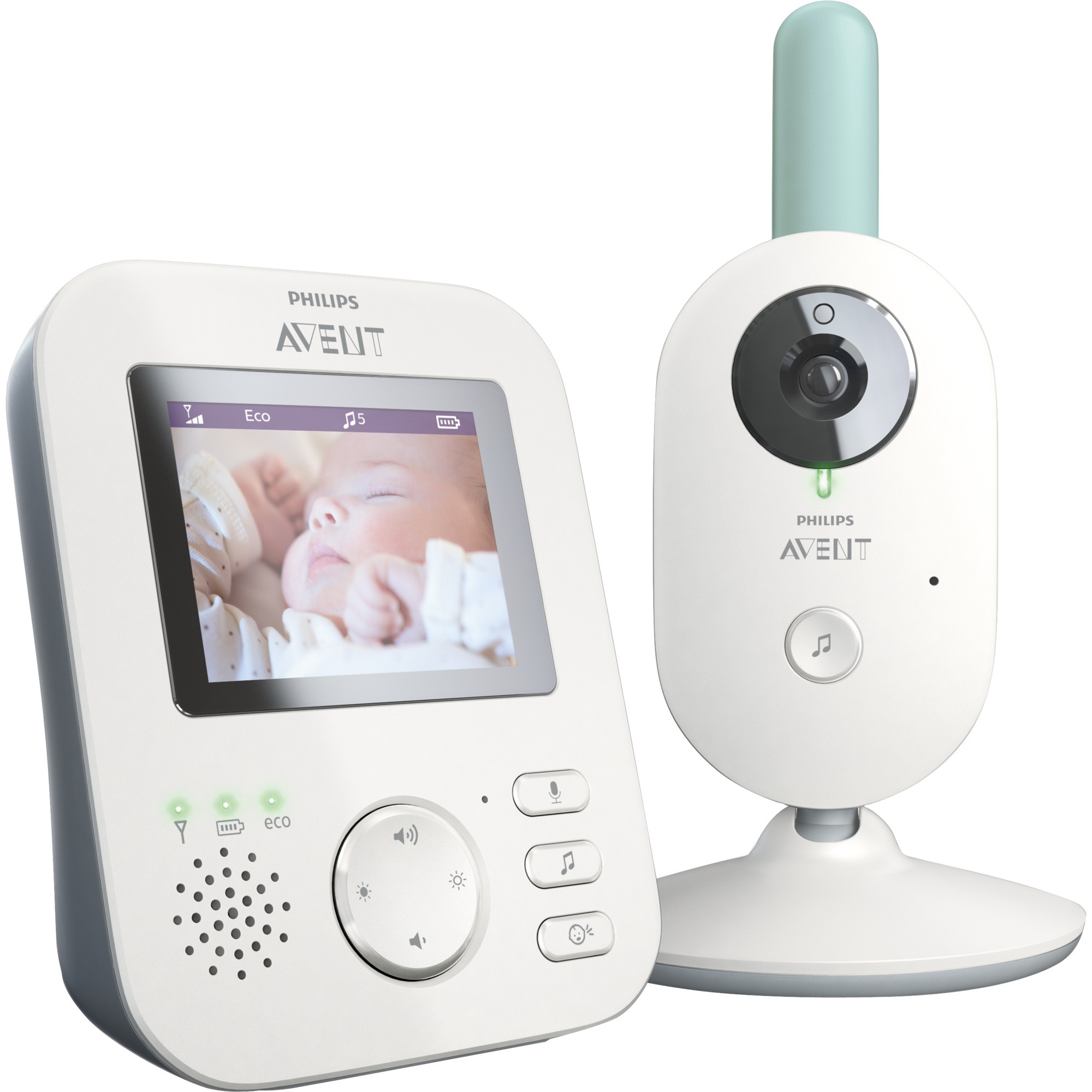 Baby monitor SCD620/26 system monitorowania niemowl?t 300 m FHSS Bia?y, Telefon dla dziecka