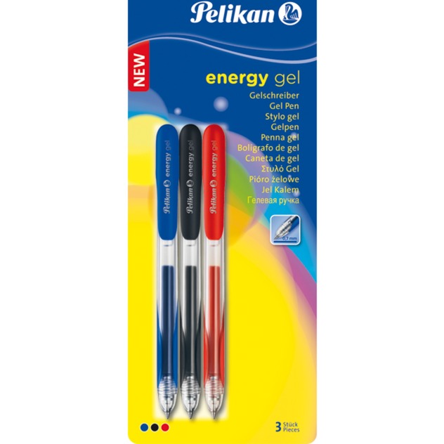 921544 Retractable gel pen Czarny, Niebieski, Czerwony 3szt. długopis żelowy, Zestaw
