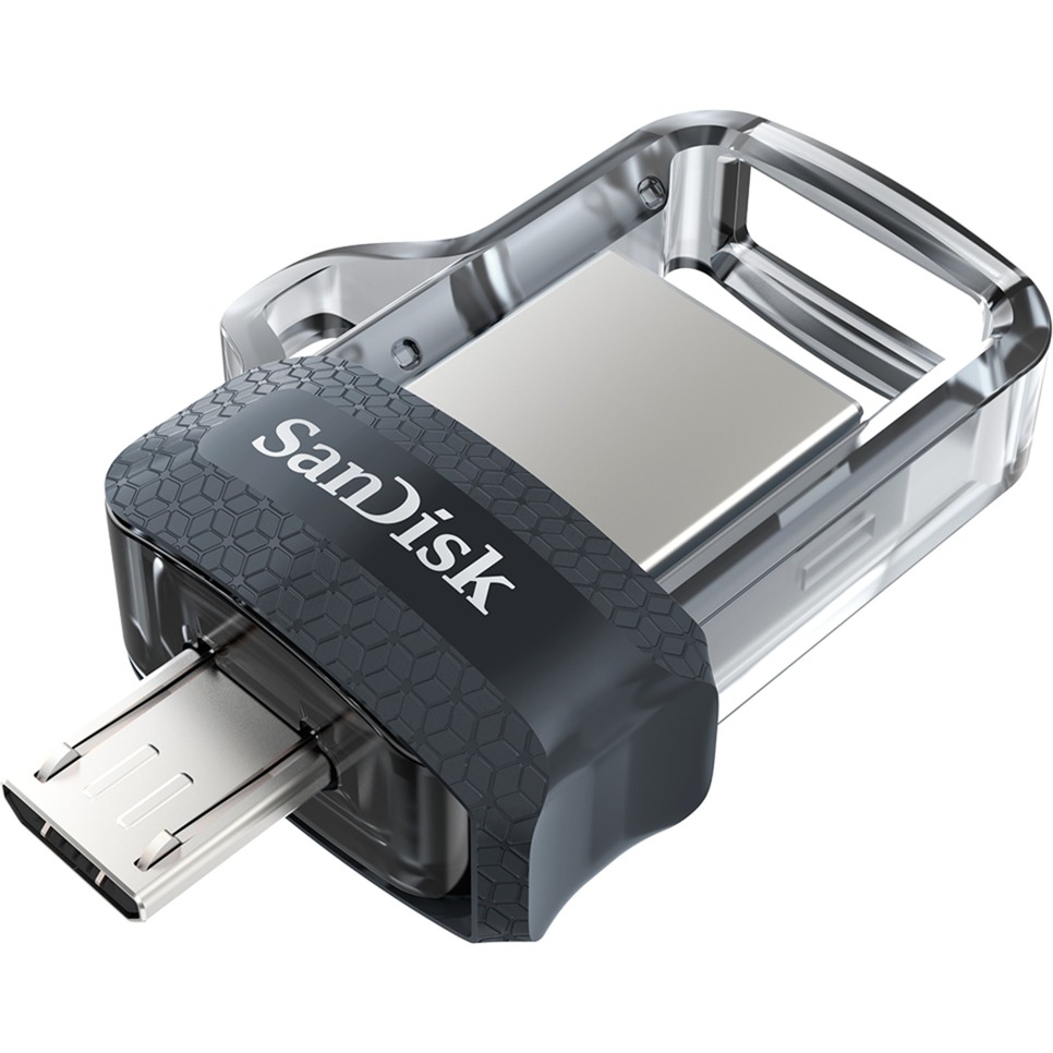 Ultra Dual m3.0 pami?? USB 32 GB 3.0 (3.1 Gen 1) Z??cze USB typu A Czarny, Srebrny, Przezroczysty, No?nik Pendrive USB