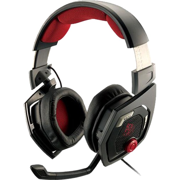 SHOCK 3D 7.1 zestawy słuchawkowe Binarny Opaska na głowę Czarny, Czerwony, Zestaw słuchawkowy