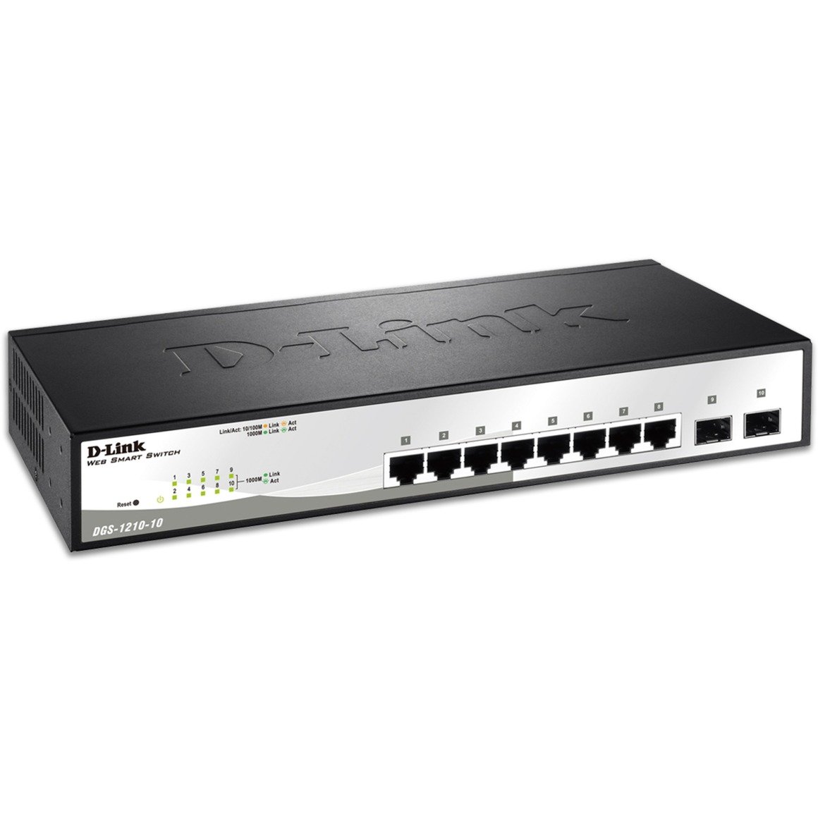 DGS-1210-10 łącza sieciowe Zarządzany L2 Gigabit Ethernet (10/100/1000) Czarny, Szary 1U, Przełącznik