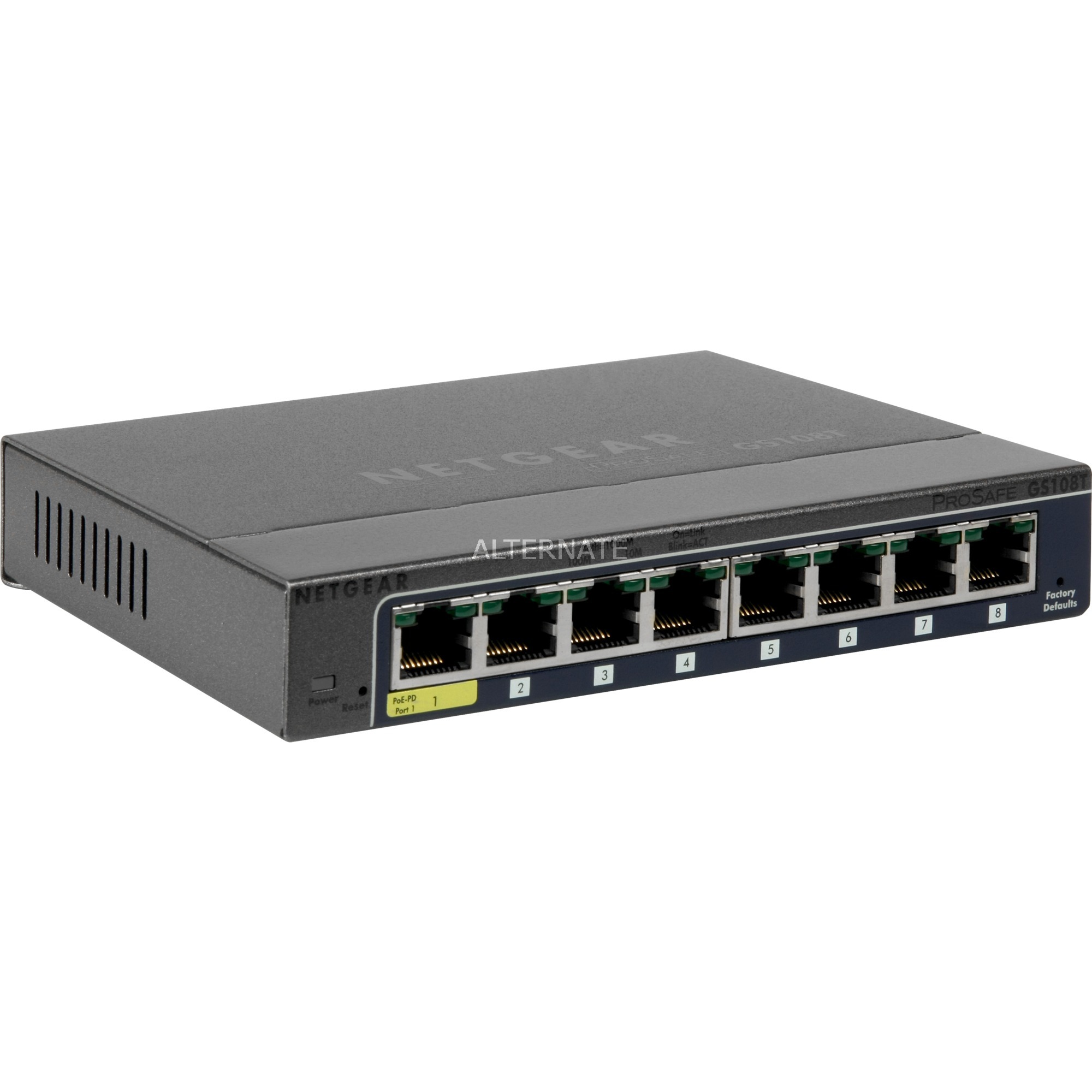 GS108T-200 Zarządzany L2 Gigabit Ethernet (10/100/1000) Szary, Przełącznik